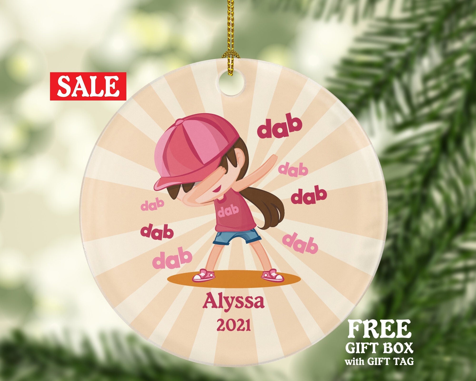 Dabbing Girl Personalized Christmas Ornament / Dabbing Girl Personalized Christmas Ornament / Dabbing Girl / Dabbing Ornament / Dab Ornament