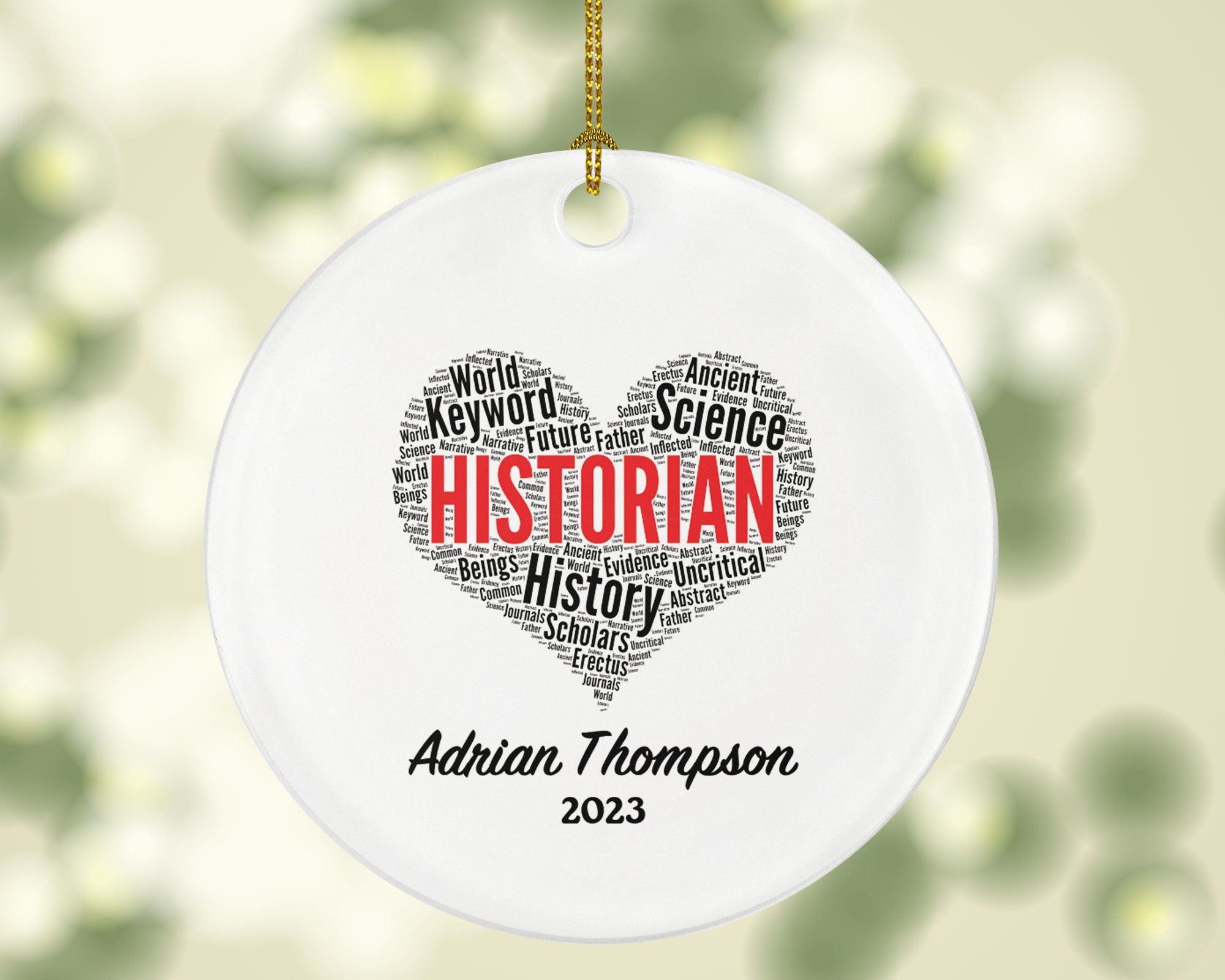 Historian Christmas Ornament Personalized - History Researcher Gift with Custom Name