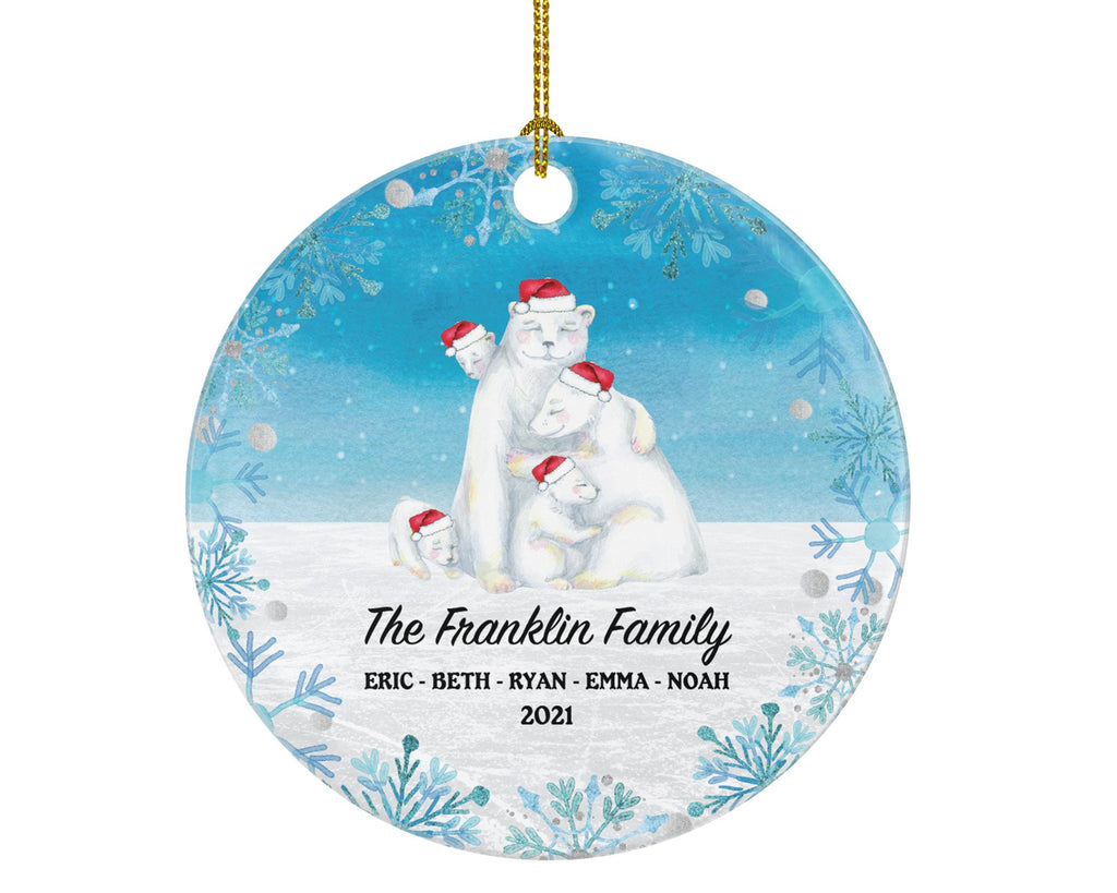 Family of 4 Christmas Ornament Personalized - Parents Mother Father Child Girl Boy Mom Dad Gift - Bear Family