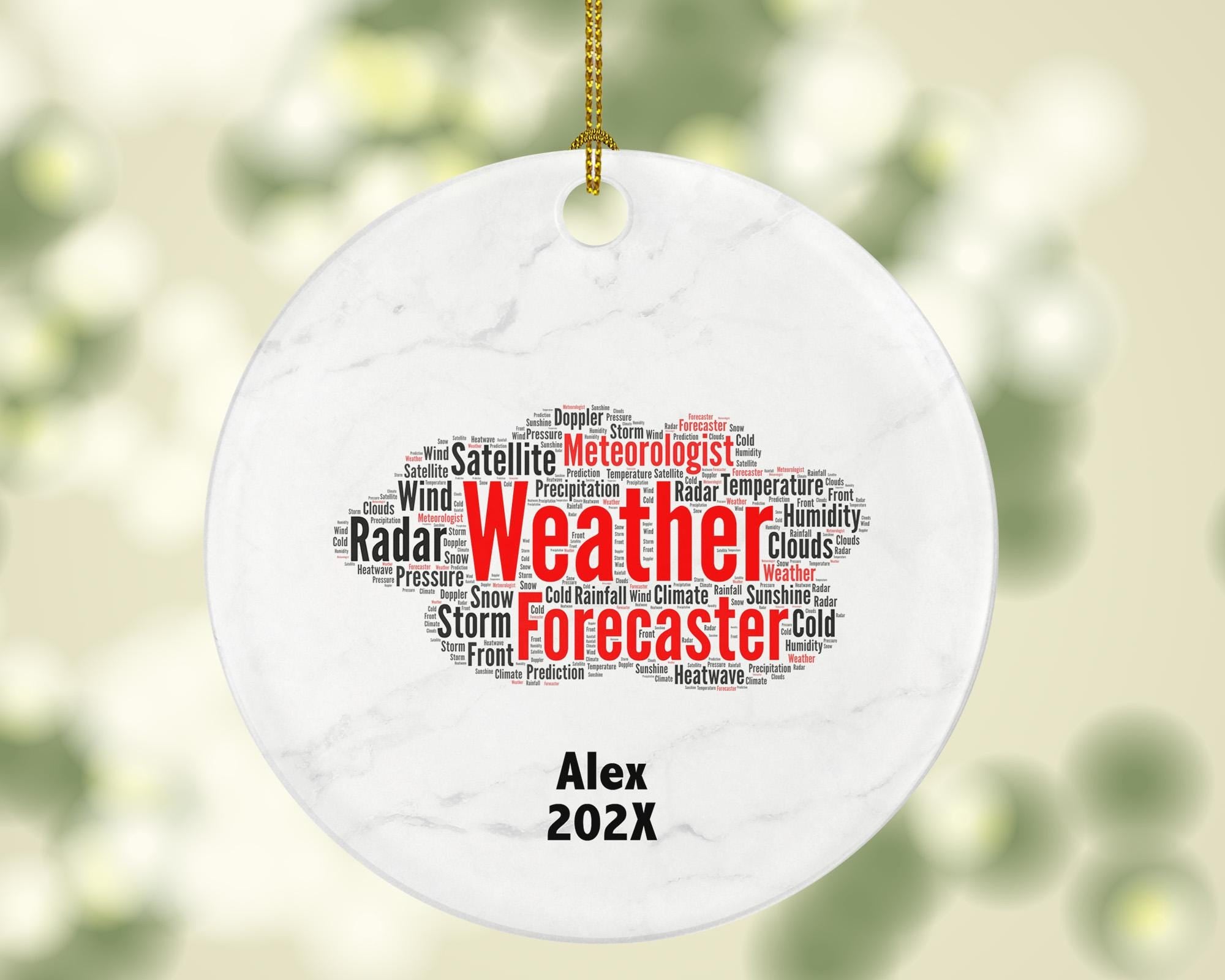 Personalized Weather Forecaster Ornament – Custom Meteorologist Gift with Word Art Design