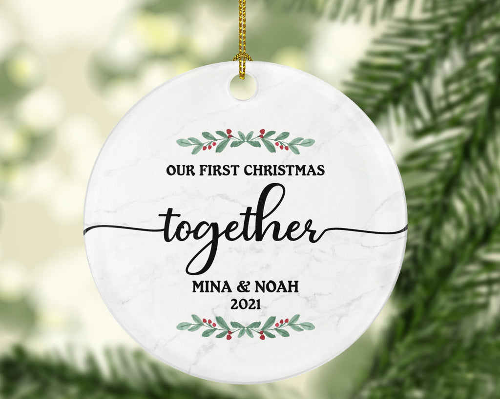 First Christmas Together Couple Christmas Ornament Personalized - Our First New Couple Gift - Custom Names and Year