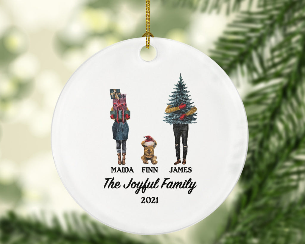 Family of 3 Christmas Ornament Personalized - Parents Mother Father Child Girl Boy Mom Dad Gift