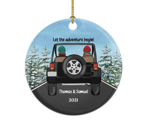 Car Driving Friends Christmas Ornament - Traveled Together First Trip Male Boy Personalized New Car Gift for SUV Adventure