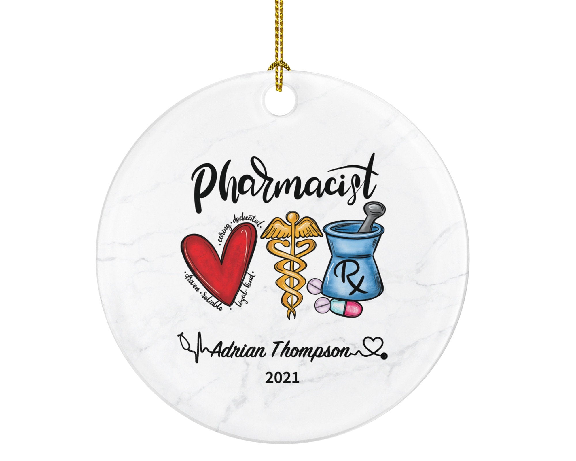 Pharmacist Christmas Ornament Personalized Gift for Pharmacy Worker