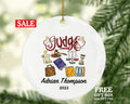 Personalized Judge Christmas Ornament, Custom Gift for Attorney at Law Lawyer Justice Equal Crime