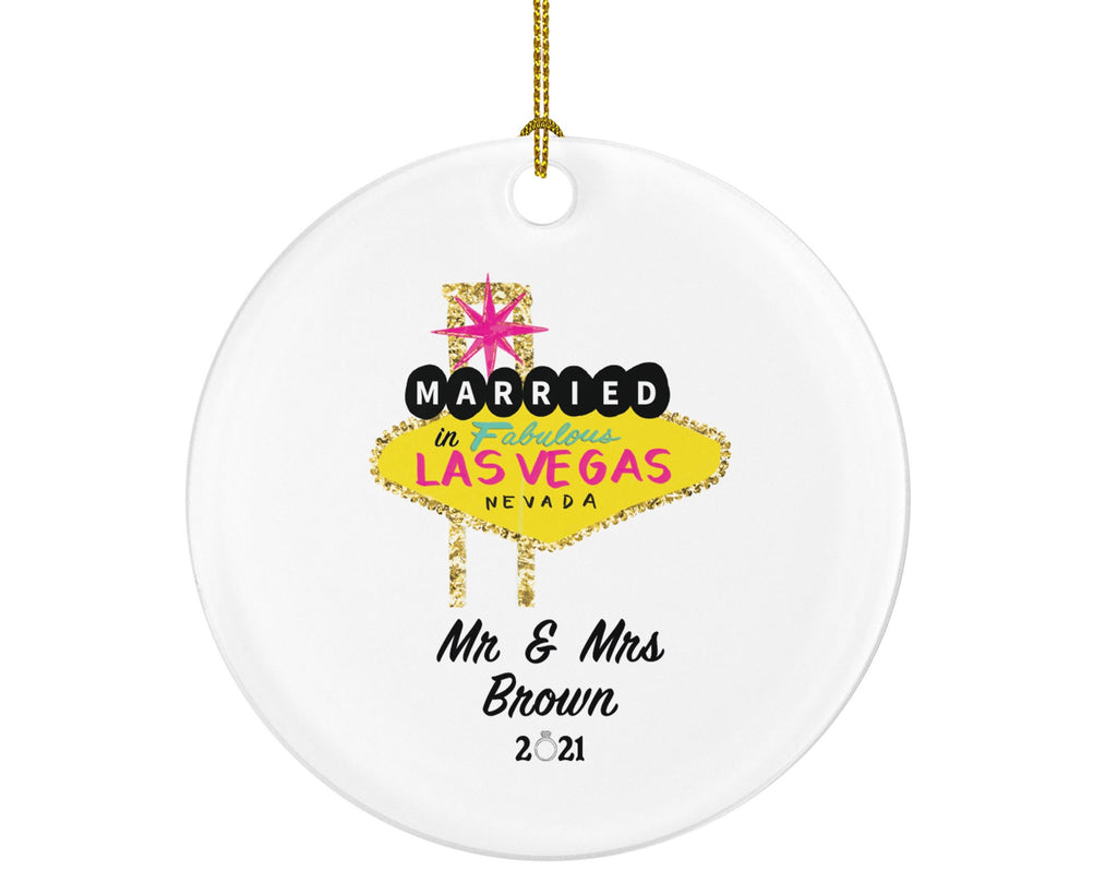Mr & Mrs Las Vegas Wedding Christmas Ornament Personalized - Married Fabulous in Las Vegas Nevada Newlywed Couples Custom Gift Just Married