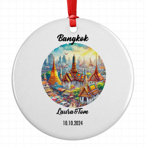 Bangkok, Thailand, Ornament, Engagement, Married, Travel, Gift for Engaged Couple, Engagement Gift, Trip, Vacation Souvenir