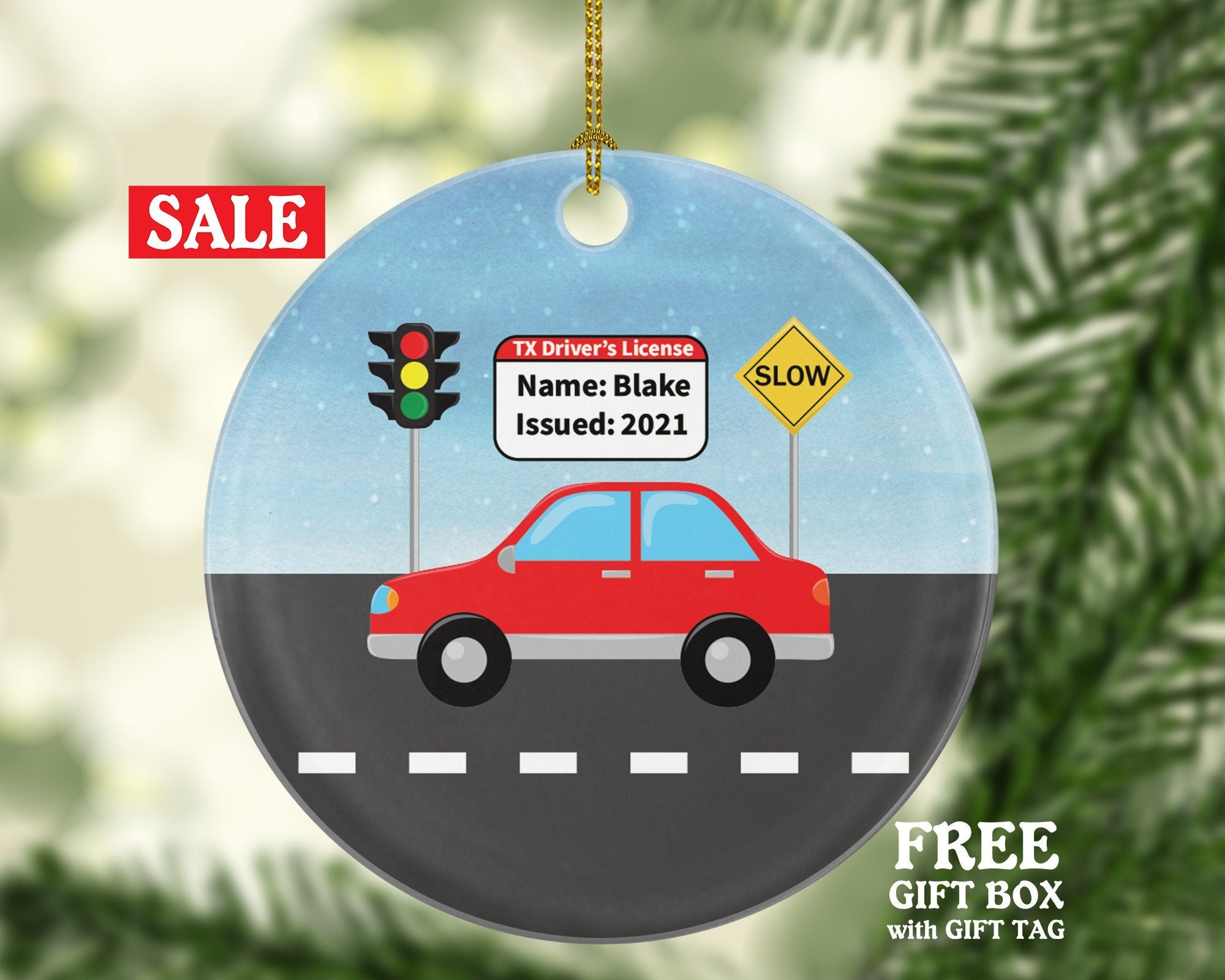 New Driver Christmas Ornament Personalized - Car Driving License Owner Driver's License Plate Custom Gift For Teenage