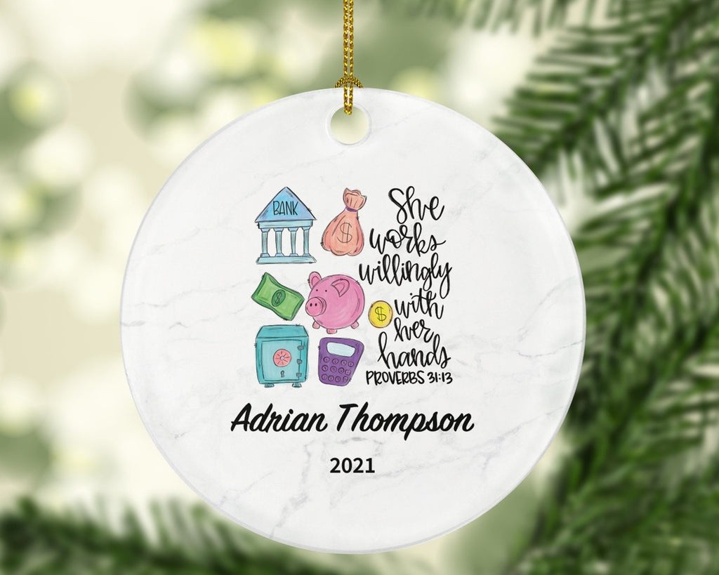 Bank Worker Christmas Ornament Personalized - Bank Worker Custom Gift for Female or Male