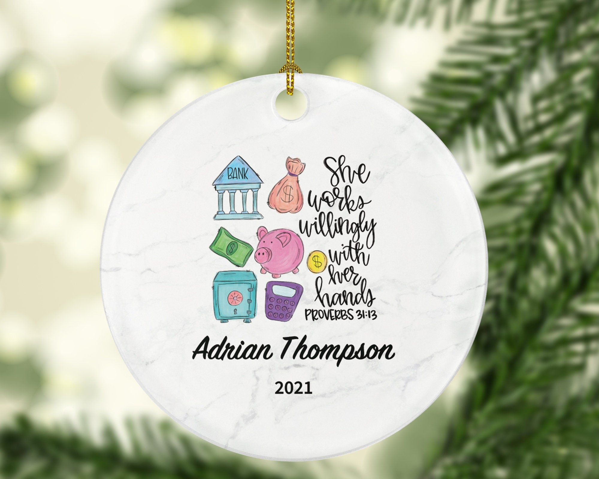 Bank Worker Christmas Ornament Personalized - Bank Worker Custom Gift for Female or Male