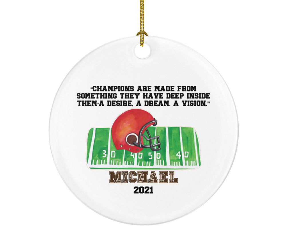 Football Rugby Team Player Gamer Personalized Christmas Ornament - Sports Match Boys Senior Gift Ornament Helmet Field Custom Name