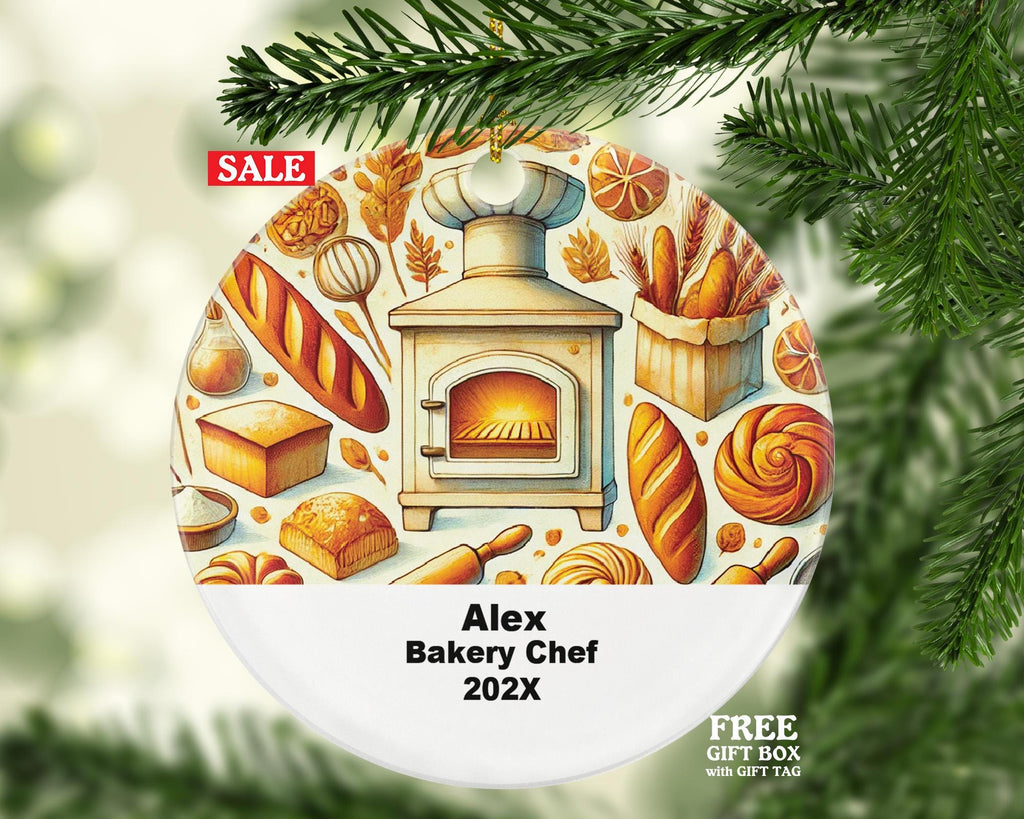 Personalized Bakery Chef Ornament – Custom Baking Gift – Pastry Chef Ornament with Name and Year