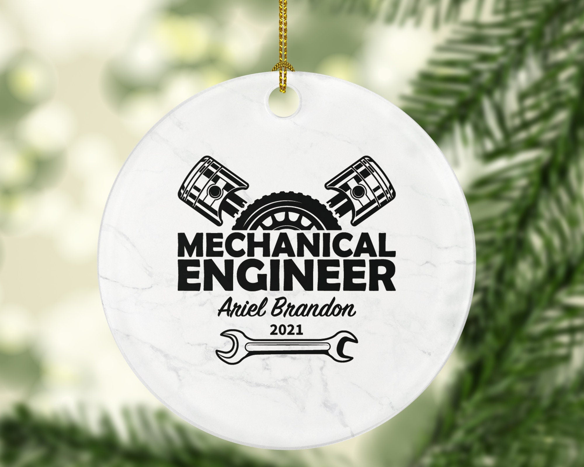 Mechanical Engineer Christmas Ornament Personalized - Engineer Custom Name Year Gift