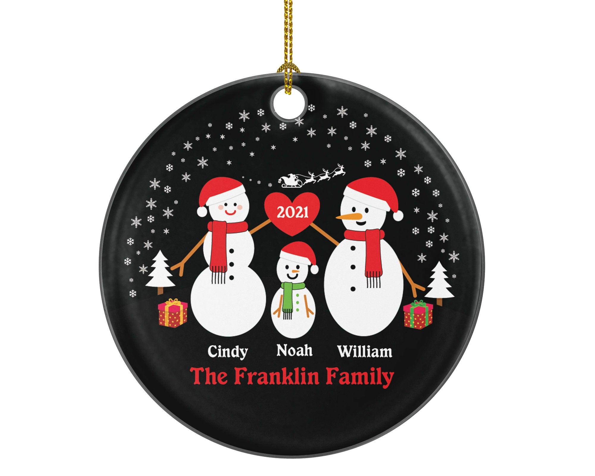 Personalized Family of 3 Three Christmas Snow Family Snowmen Snowman Kids Children Mom Dad New Mommy Daddy Baby Girl Boy Father Mother