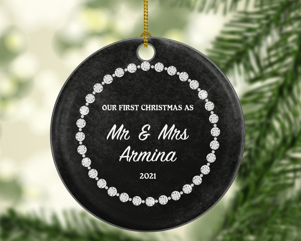 Our First Christmas as Mr & Mrs Married Couple Christmas Ornament Personalized - Newlywed Christmas Couple First Custom Gift
