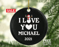 Personalized I Love You For Couple Ornament, Couple Gift Christmas, Newly Engaged Newlywed, First 1st Lover Engaged, Married Proposal