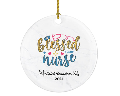Blessed Nurse Christmas Ornament Custom - Nursing Health Worker Gift from Patient for Nurse RN Personalized Medical