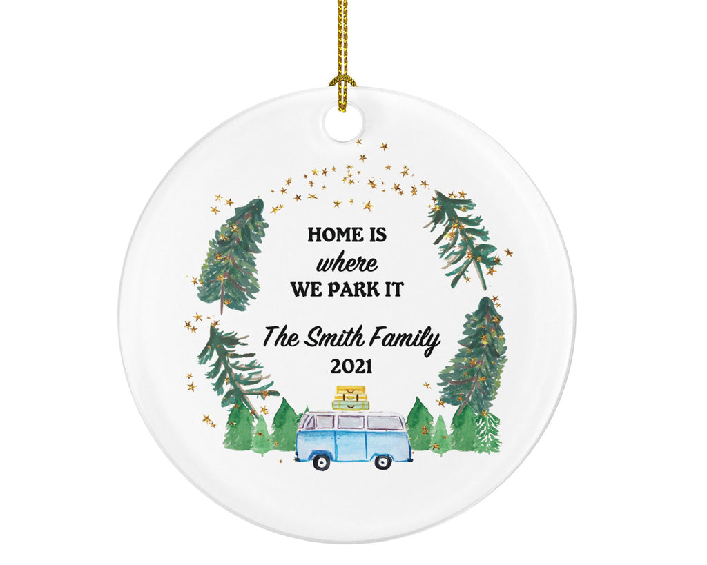 Camper Ornament - Camping Tent Family Christmas Bicycle Fire Vacation Trip Recreational Personalized Gift