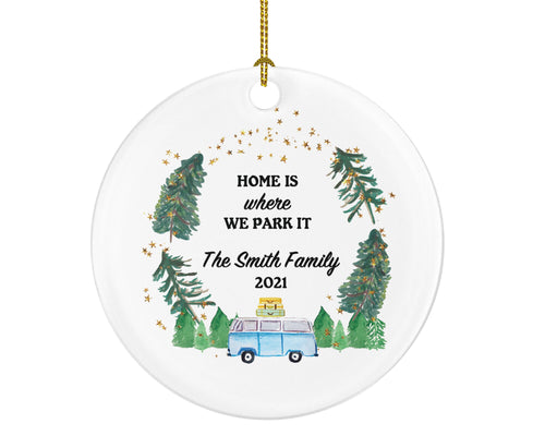 Camper Ornament - Camping Tent Family Christmas Bicycle Fire Vacation Trip Recreational Personalized Gift