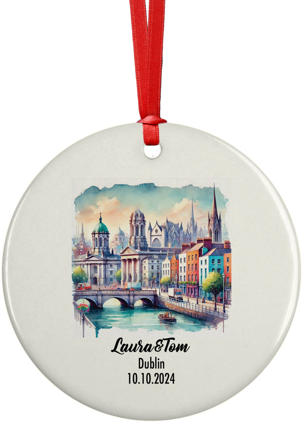 Dublin, Ireland, Ornament, Engagement, Married, Travel, Gift for Engaged Couple, Engagement Gift, Trip, Vacation Souvenir