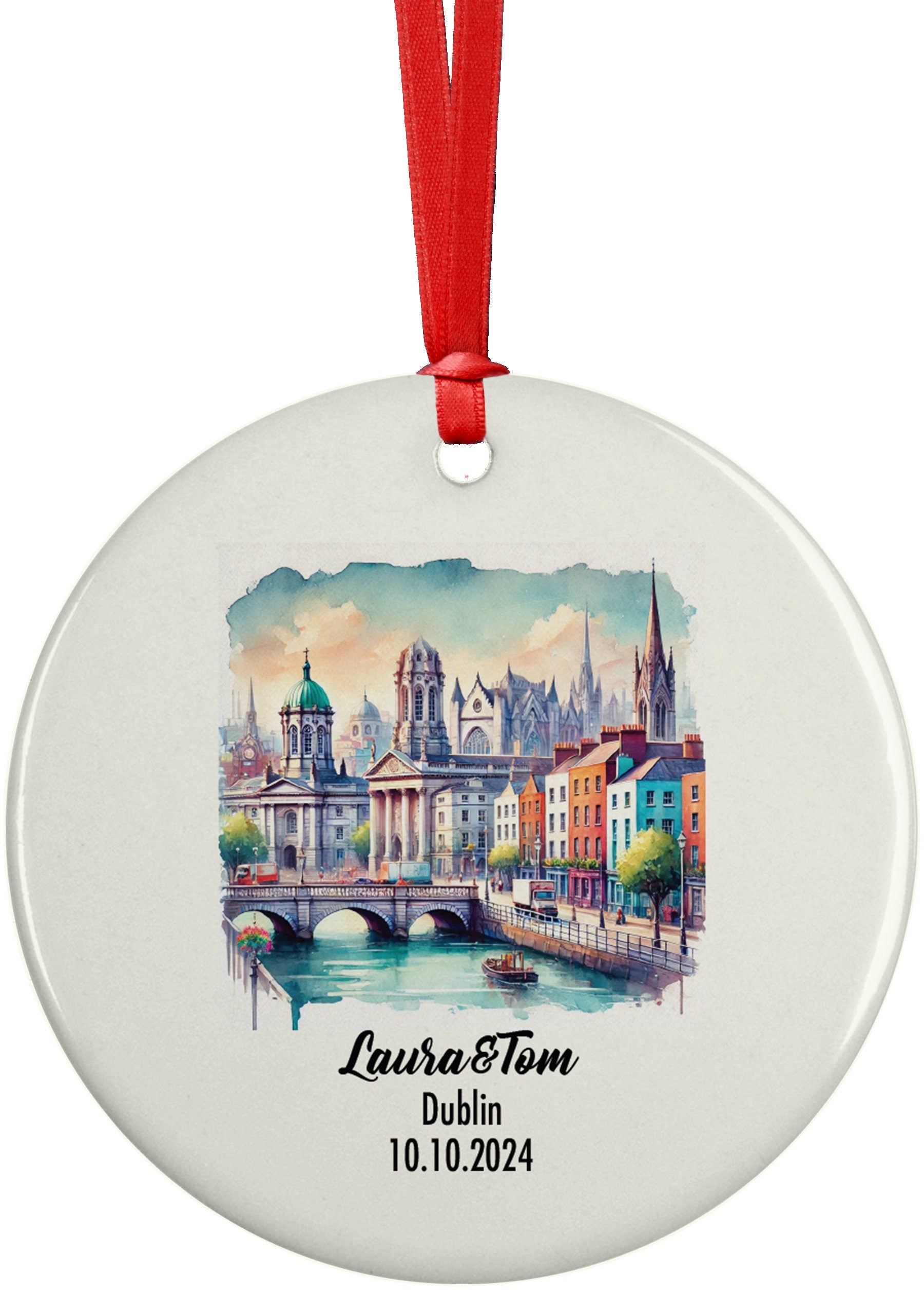 Dublin, Ireland, Ornament, Engagement, Married, Travel, Gift for Engaged Couple, Engagement Gift, Trip, Vacation Souvenir