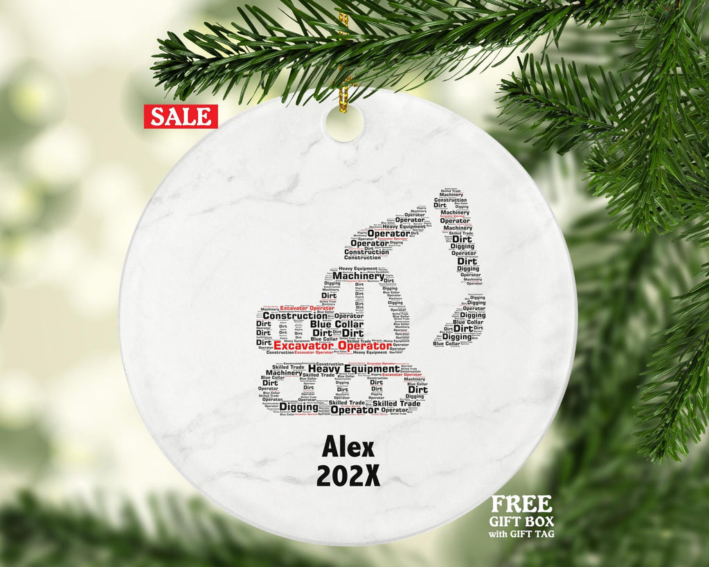 Personalized Excavator Operator Christmas Ornament – Custom Construction Gift – Heavy Equipment Ornament – Digger Operator Keepsake