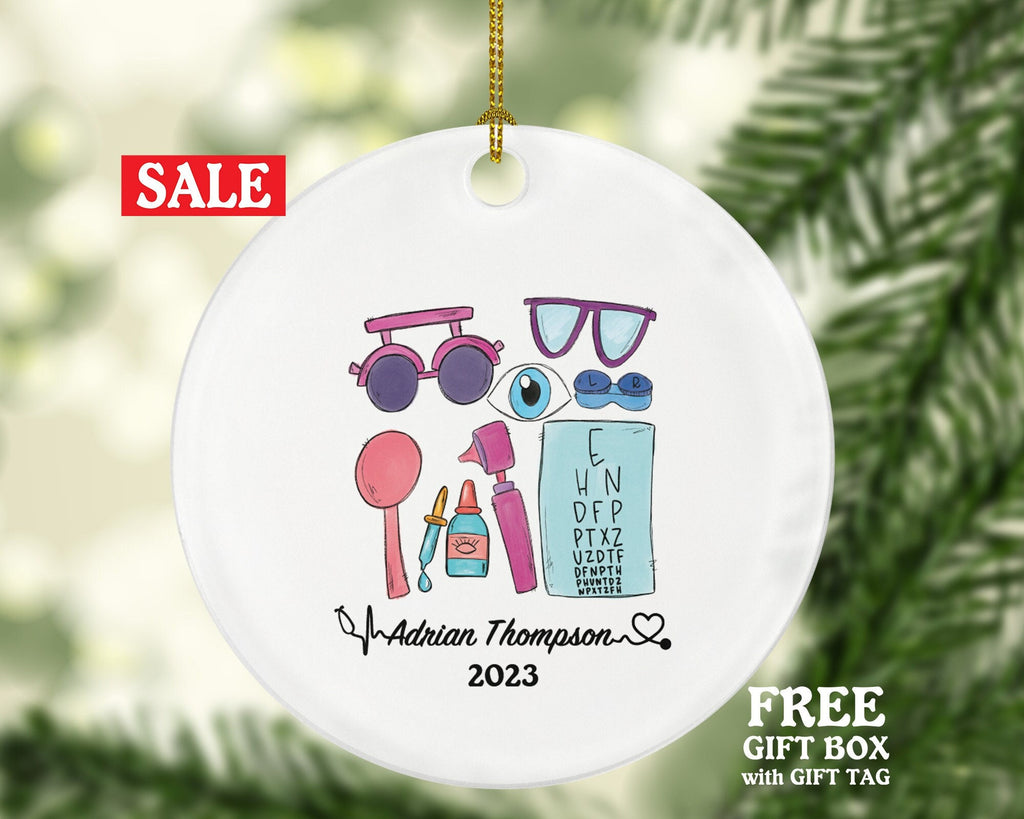 Optometrist Christmas Ornament Personalized - Eyes Seeing Doctor Visual System Gift Graduation Appreciation Gift for Female or Male