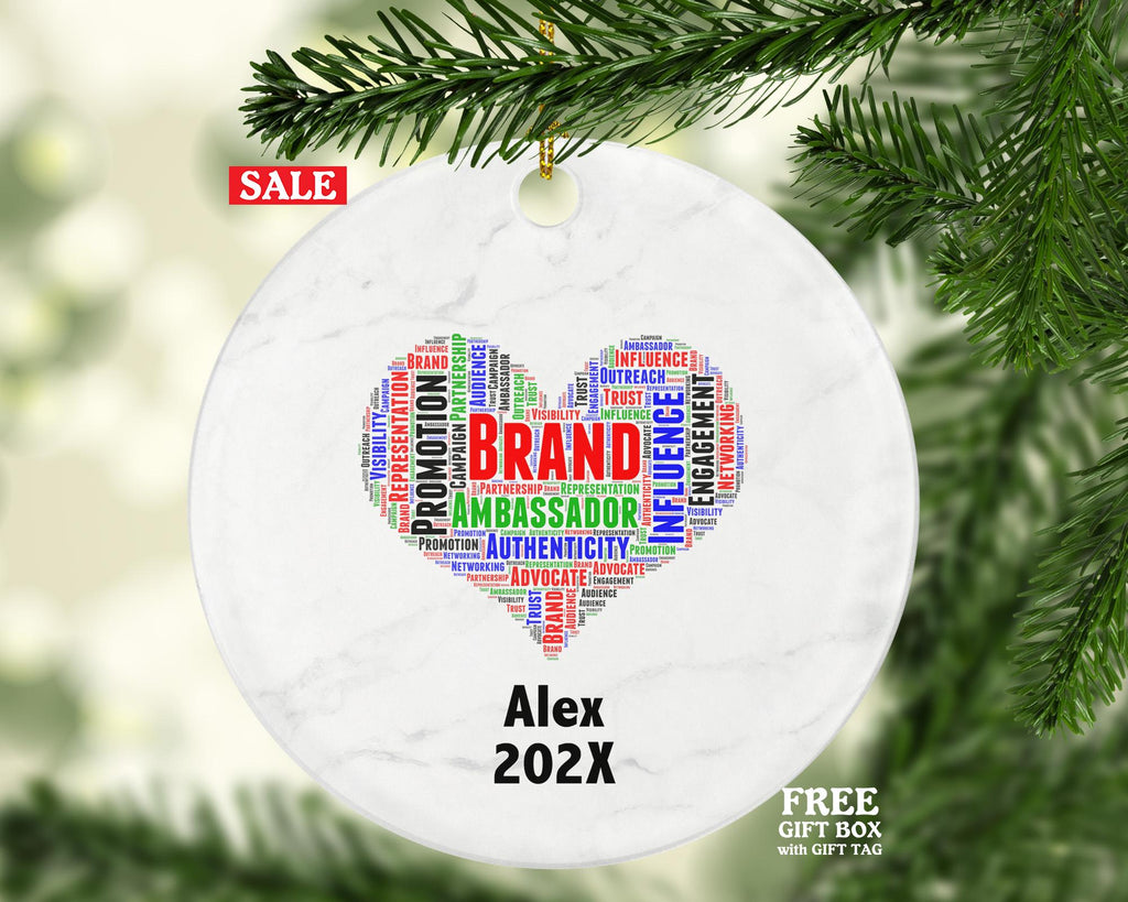 Personalized Brand Ambassador Christmas Ornament – Custom Marketing Gift – Social Media Influencer Ornament – Business Keepsake
