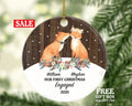 Engaged Couple Christmas Ornament - Engagement Personalized Gift Rustic Farmhouse Woodgrain Love Fox Decor Newly Just Engaged Xmas Custom
