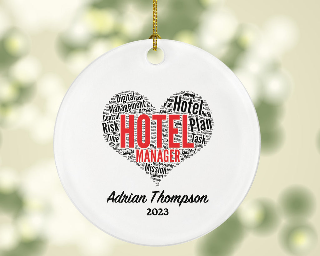 Hotel Manager Christmas Ornament Personalized - Gift for a Hotel Manager Custom Name