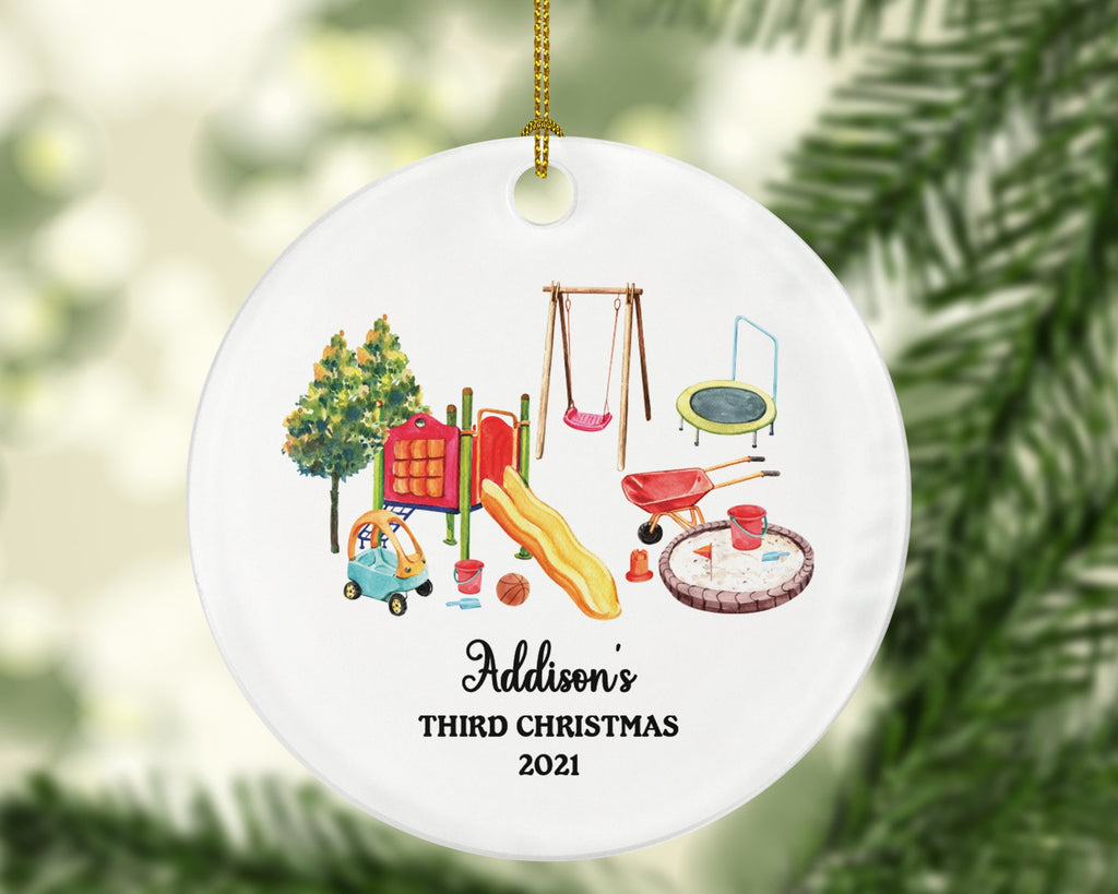 Kids Park Outdoor Playground Christmas Ornament Personalized - Custom Kids Gift - Outside Playing - First Second Third, Any Christmas