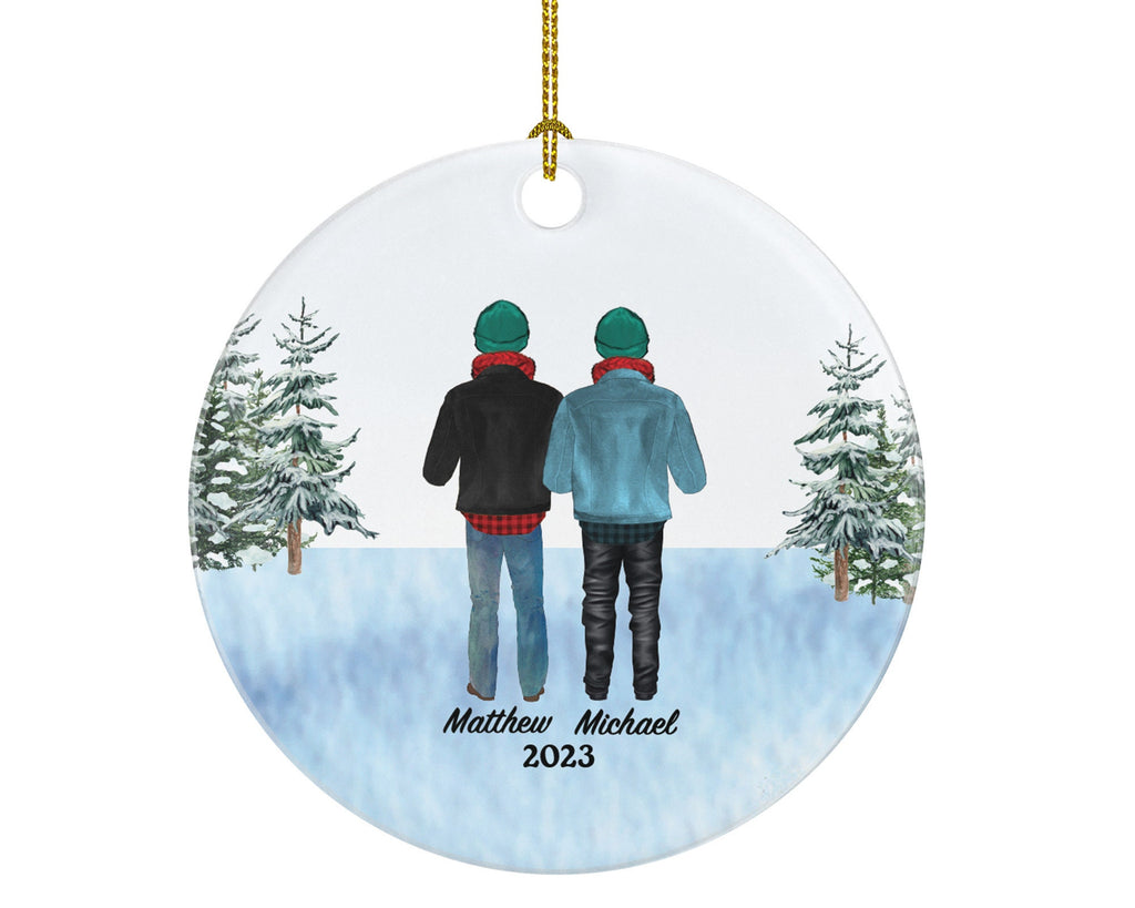 Gay Couple Christmas Ornament / Personalized Portrait Love is Love Same Sex Pride