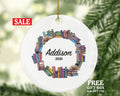 Book Lover Librarian Christmas Ornament Personalized, Library Bookworm Gift Custom Name