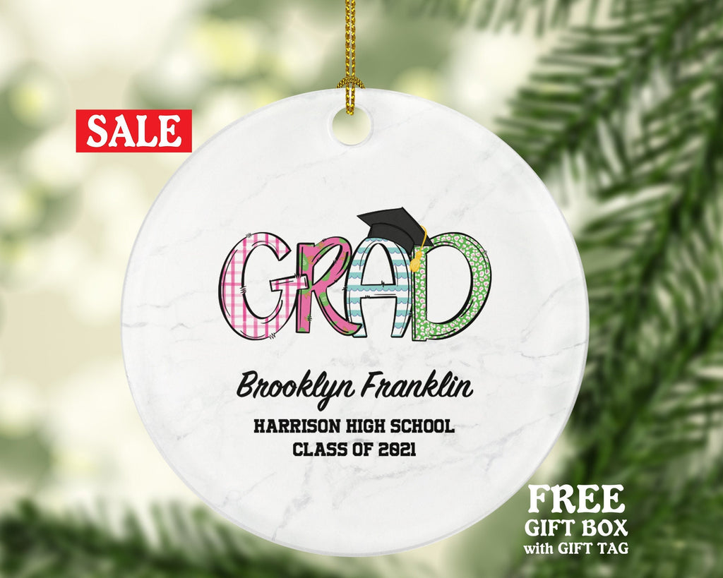 Graduation Christmas Ornament Personalized - Class of Gift Graduate Masters Bachelor Doctorate College High School Degree Gift