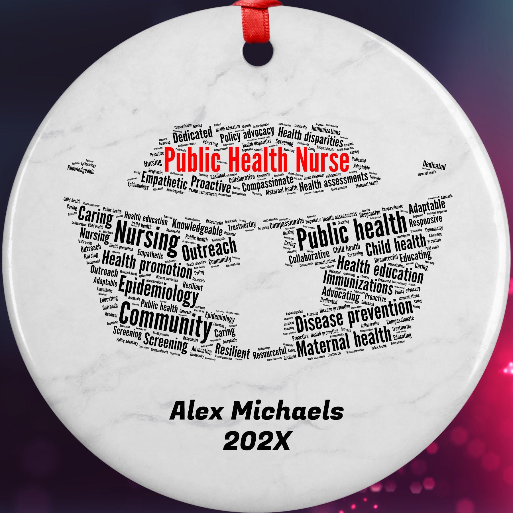 Public Health Nurse Personalized Christmas Ornament