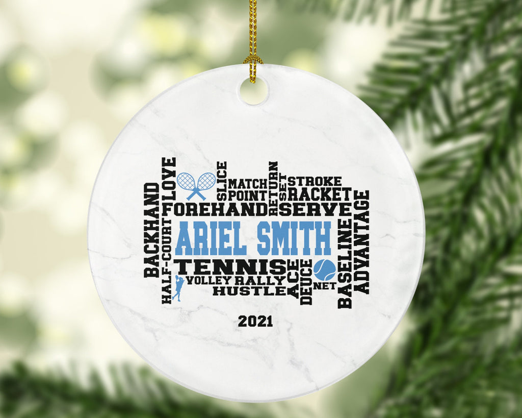 Tennis Player Gamer Christmas Ornament - Personalized Sports Custom Name Gift Coach Team Hobby Fan Gift