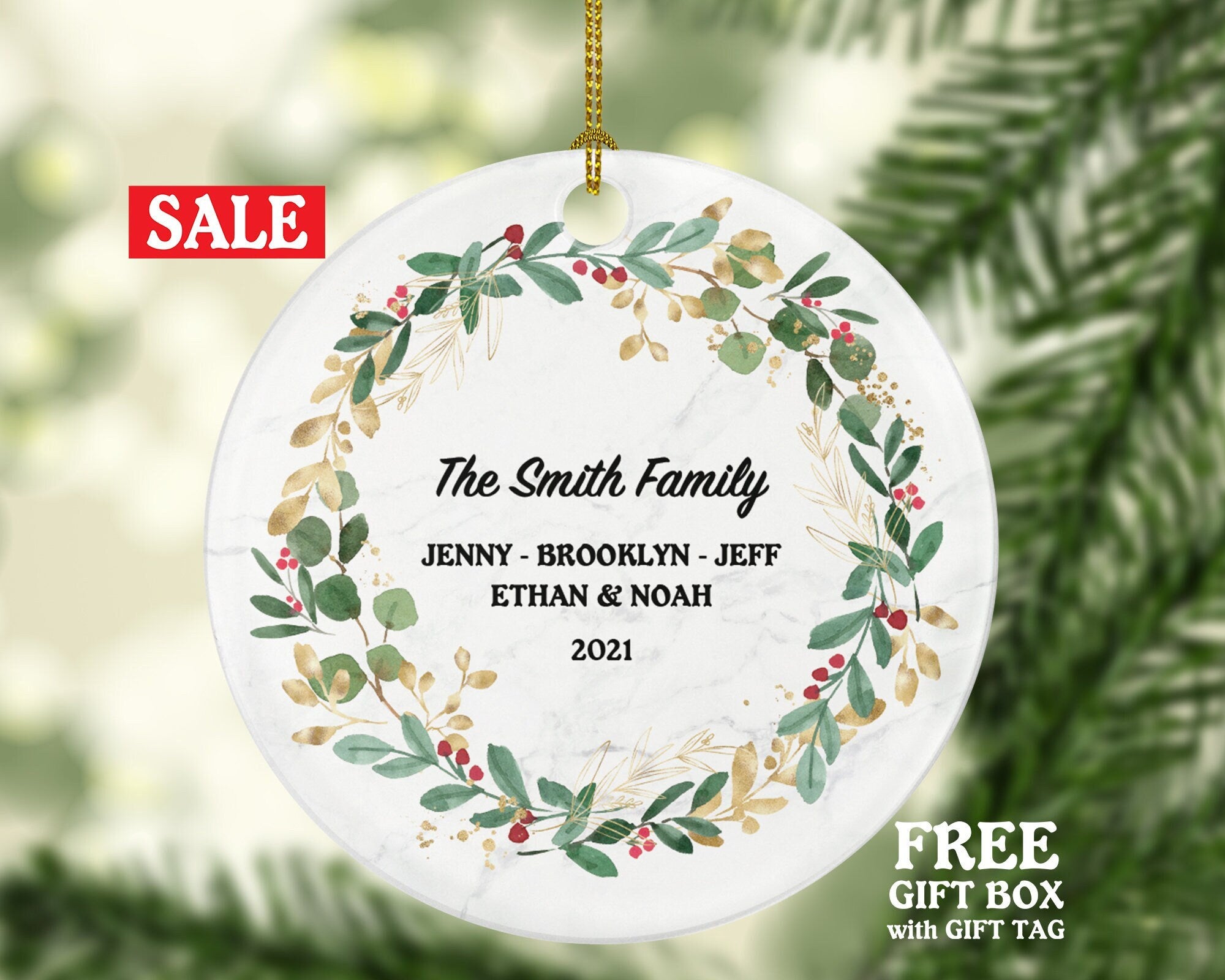 Family of 2 3 4 5 6 Christmas Ornament Personalized - Gift for Family - Custom Name Year Christmas Ornament
