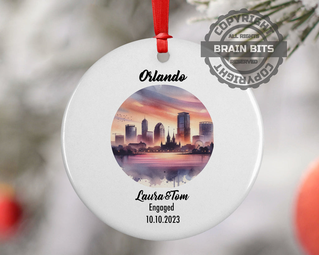 Orlando Ornament, Engagement, Married, Travel, Gift for Engaged Couple, Engagement Gift, Trip, Vacation Souvenir