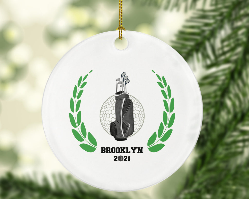Golf Player Gamer Ball Golfer Golfing Custom Ornament - Personalized Boys Senior Christmas Sports Gift Name Date