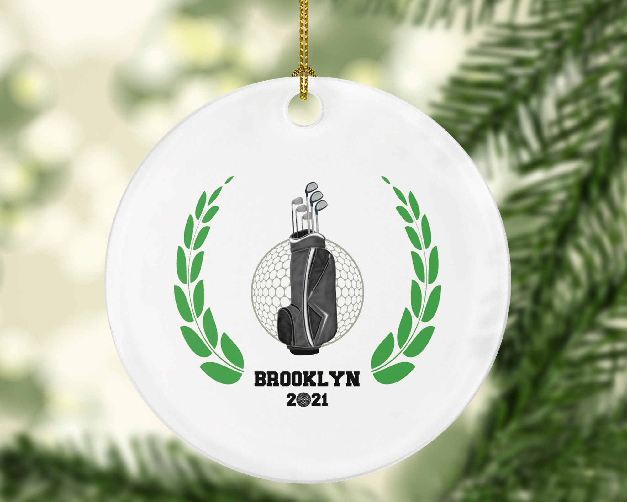 Golf Player Gamer Ball Golfer Golfing Custom Ornament - Personalized Boys Senior Christmas Sports Gift Name Date