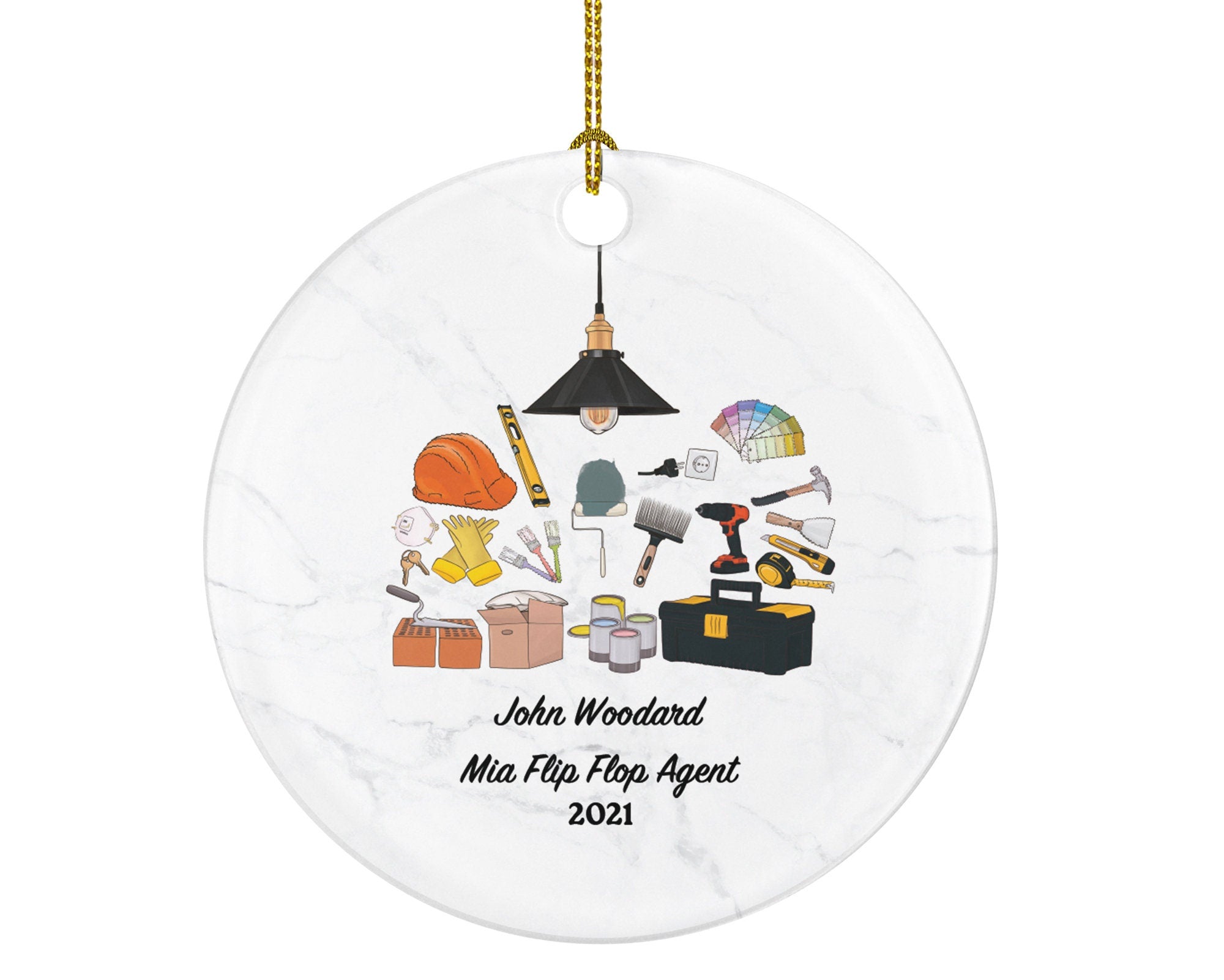 Handy Man Builder Construction Worker Flip Flop Personalized Christmas Ornament - Custom Gift