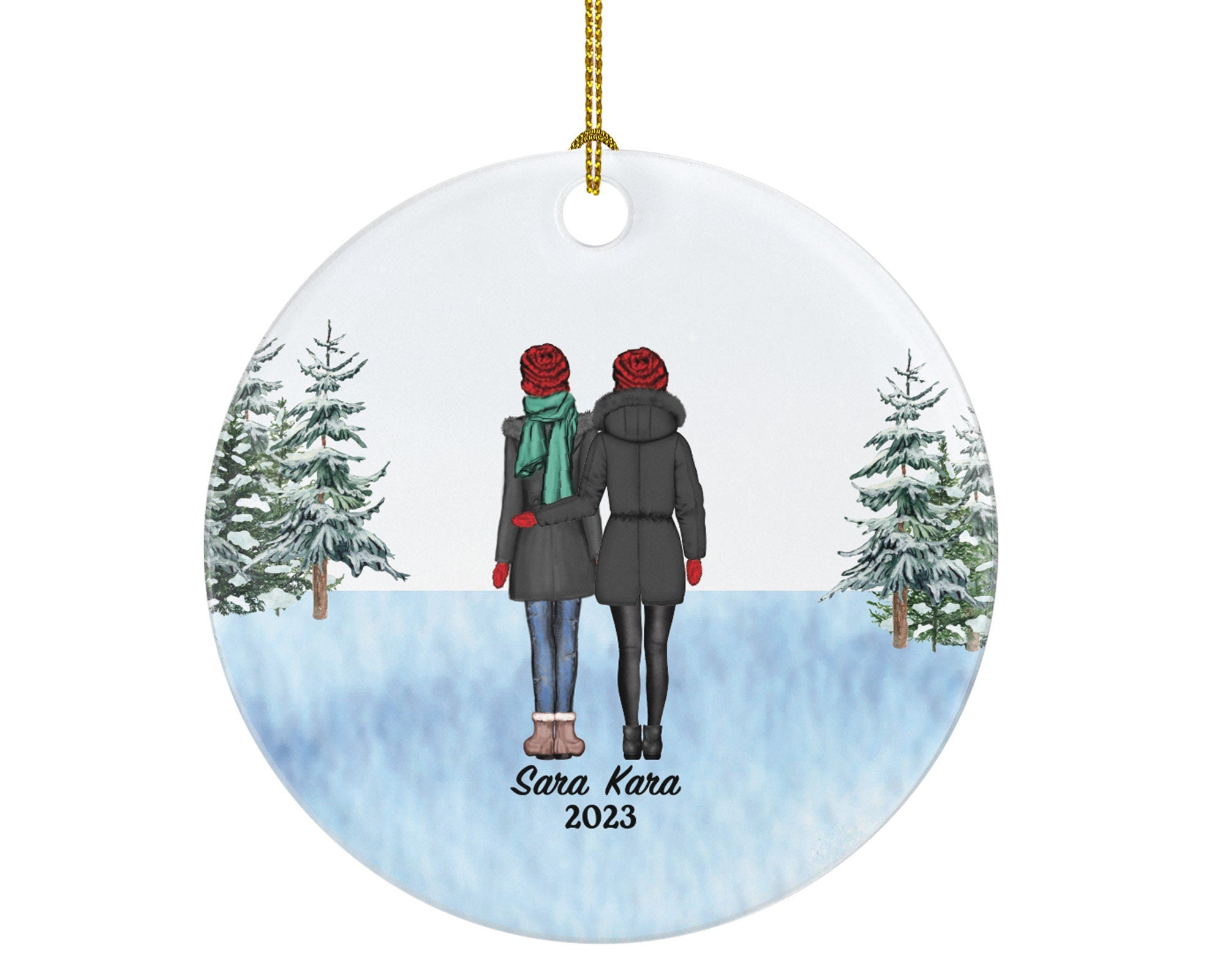 Lesbian Couple Christmas Ornament / Personalized Gay Portrait Love is Love Same Sex Pride
