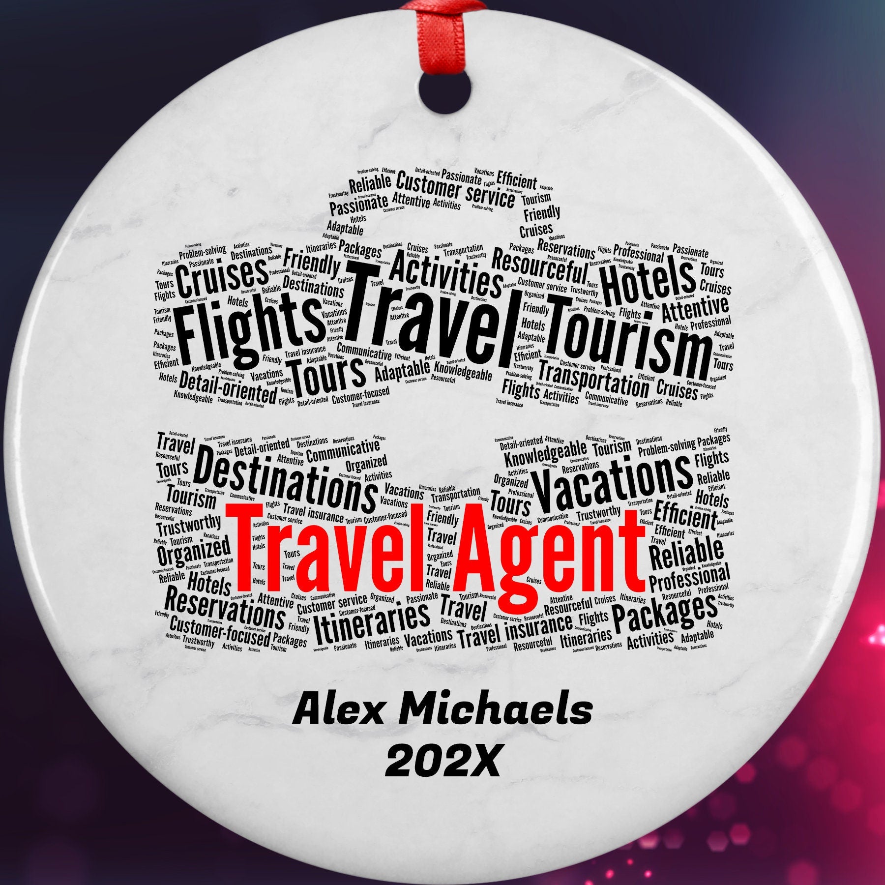 Travel Agent Personalized Christmas Ornament