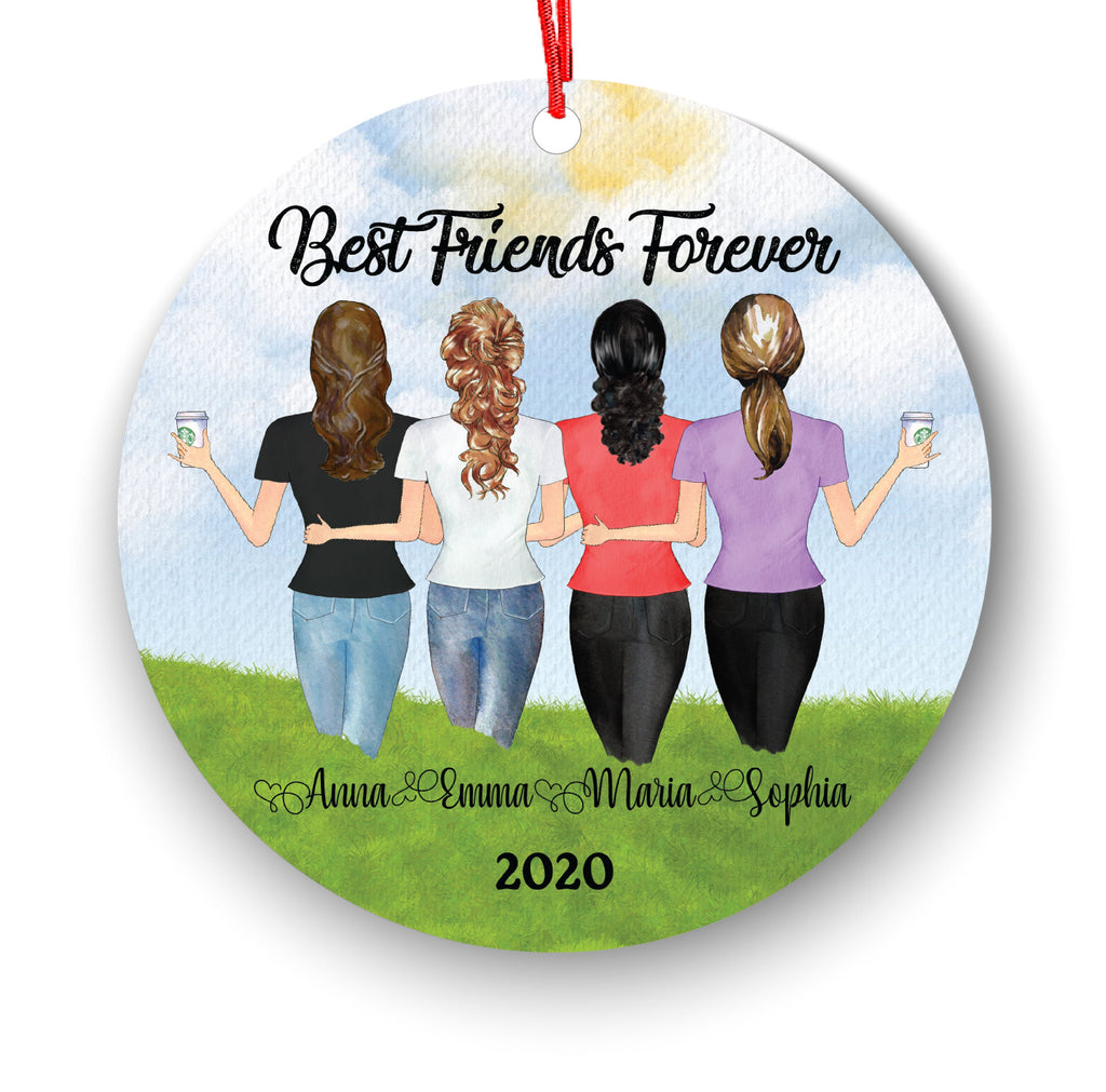 Soul Sisters for 4, Best Friends Christmas Ornament for Sisters, Personalized Ornament, BFF Gift, Personalized Friend Ornament, Besties