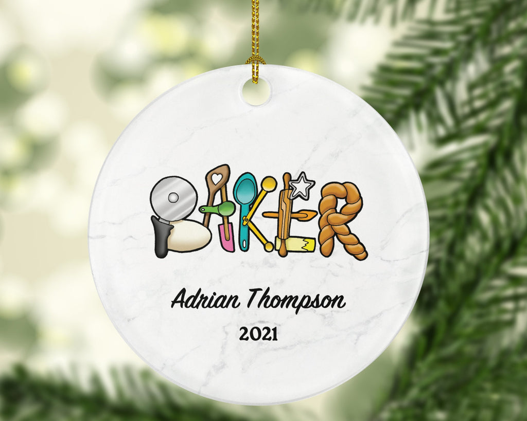 Baker Christmas Ornament Personalized - Bakery Pastry Gift for a Chef Custom Name Cook Cooker Cook Dessert Boss Employee Gift
