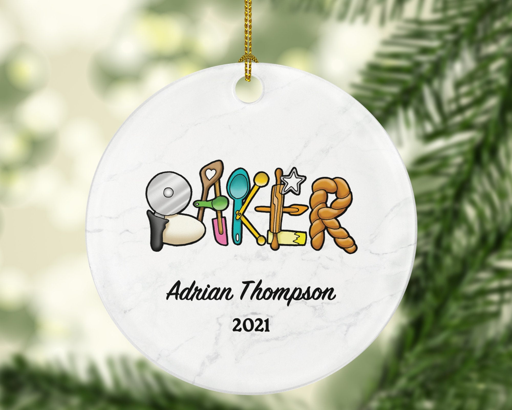 Baker Christmas Ornament Personalized - Bakery Pastry Gift for a Chef Custom Name Cook Cooker Cook Dessert Boss Employee Gift