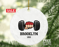 Weight Lifter Fitness Workout Christmas Ornament Personalized - Personal Trainer Healthy Lifestyle Training Exercise PT Gift - Custom Name