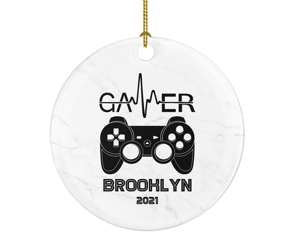 Video Game Player Heart Beat Gamer Christmas Ornament Personalized - Playing Game Controller Addict