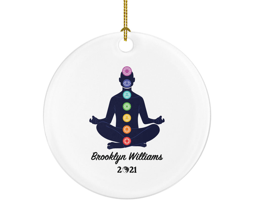 Chakra Christmas Ornament - Yoga Pose Personalized Meditation Happy Asanas, Stretching, Meditation Gift for Male Boy