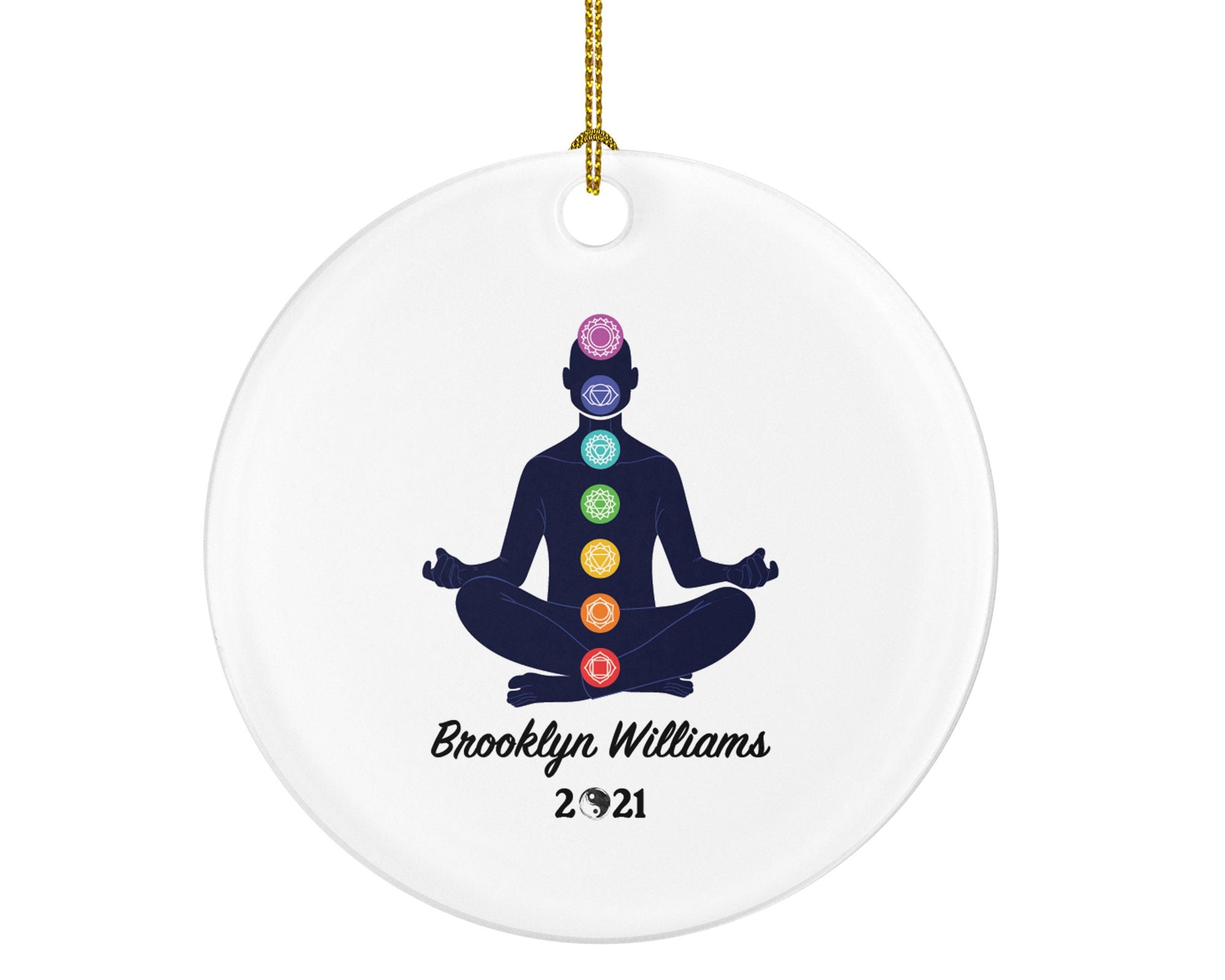 Chakra Christmas Ornament - Yoga Pose Personalized Meditation Happy Asanas, Stretching, Meditation Gift for Male Boy